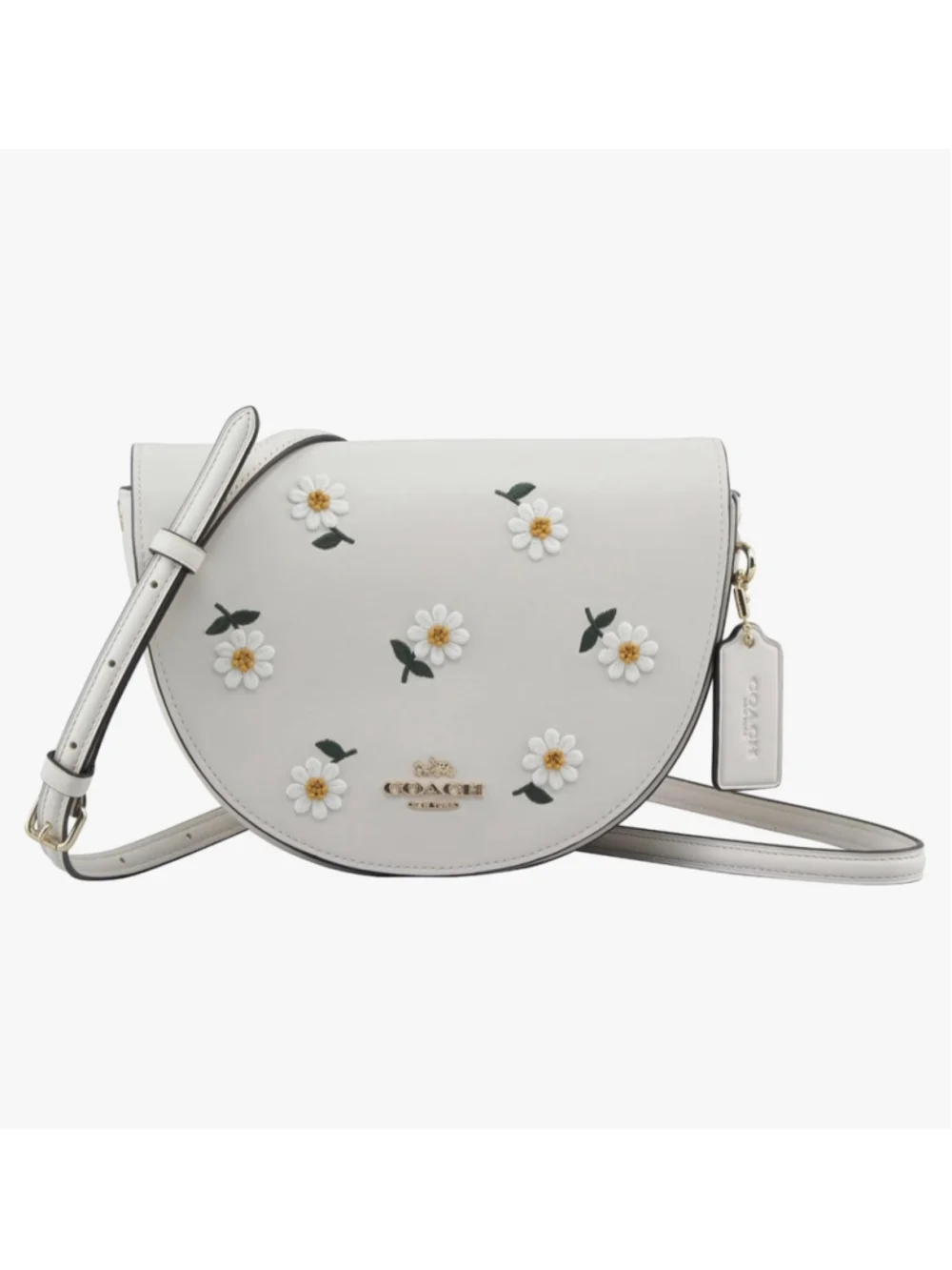Coach C2863 Ellen Daisy Crossbody Bag Chalk White Embroidered Leather